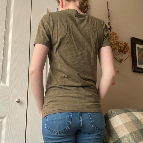 Olive Green V-Neck T-Shirt - Picture 14 of 14